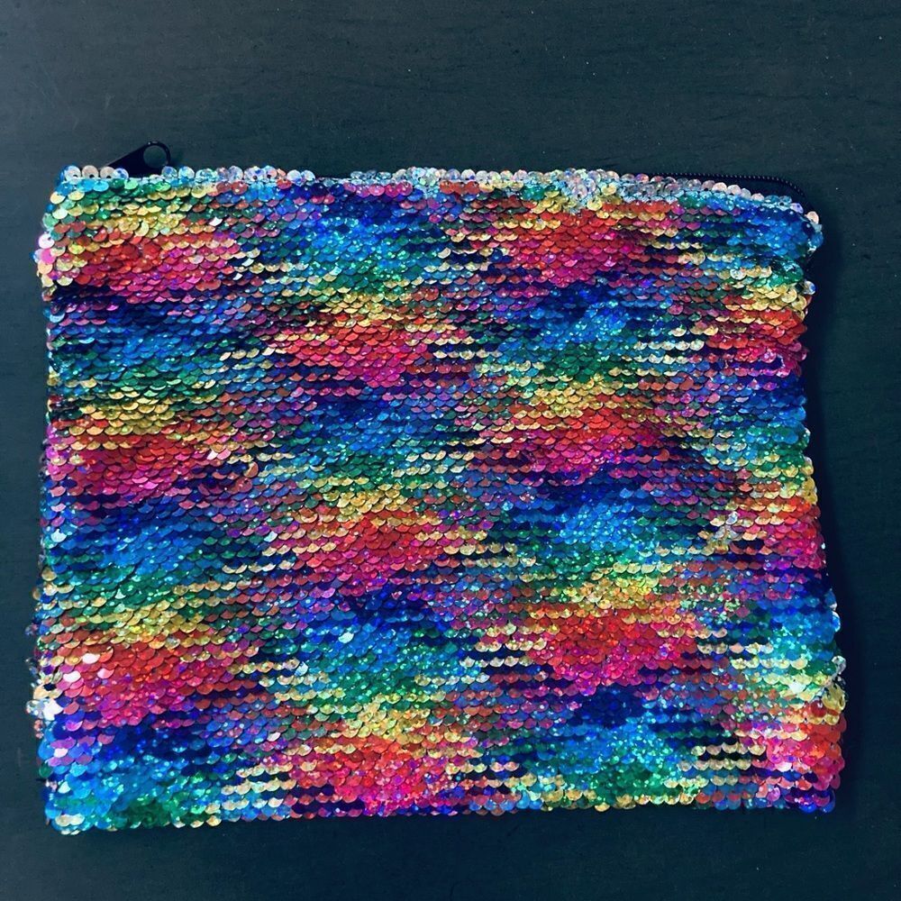 Rainbow Sequin Zipper Storage Travel Cosmetic Bag